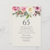 ホワイトローズ65位66位67位68位69誕生日 招待状 (正面/裏面)