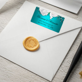 ホワイトローズ&アクアエレガントな結婚式 ラベル