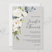 ホワイトローズ&アジサイエレガントフローラ結婚ズ 招待状 (正面)