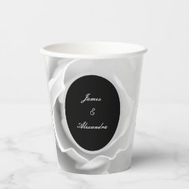 ホワイトローズ| エレガントなモダンな花のデザイン 紙コップ