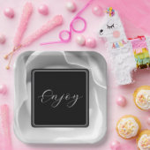 ホワイトローズ | エレガントな花のデザイン ペーパープレート (パーティー)