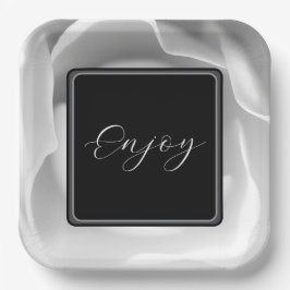 ホワイトローズ | エレガントな花のデザイン ペーパープレート