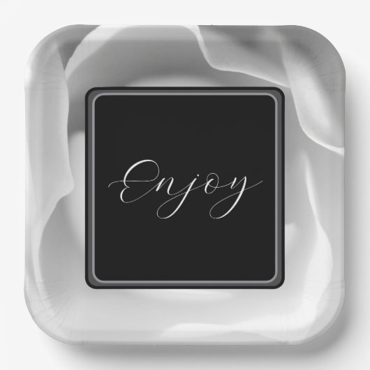 ホワイトローズ | エレガントな花のデザイン ペーパープレート (正面)