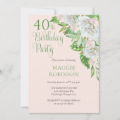 ホワイトローズ |オーキズ40th結婚の誕生日パーティー 招待状 (正面)