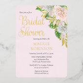 ホワイトローズ |オーランズボホフローラブライダルシャワー 箔招待状 (正面)