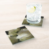 ホワイトローズ – ガラスコースター (アングル)