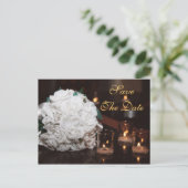 ホワイトローズ&キャンドルライト日付カードを保存 案内ポストカード (スタンド正面)