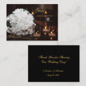 ホワイトローズ&キャンドルライト結婚ズテーブルプレイスカード プレイスカード (正面/裏面)