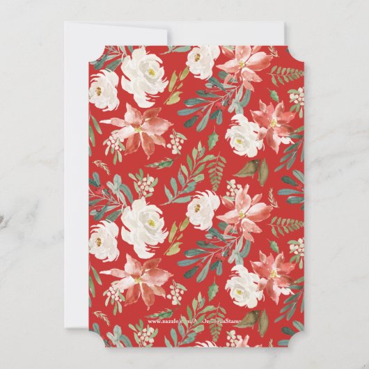 ホワイトローズ&クリスマスホリーリースディナー招待状 招待状 (裏面)