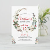 ホワイトローズ&クリスマスホリーリースパーティー招待状 招待状 (スタンド正面)