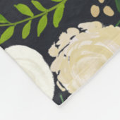 ホワイトローズ&グリーンリーフローラ フリースブランケット (角)