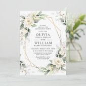 ホワイトローズ グリーン フラワーエンゲージメントパーティー 招待状 (スタンド正面)