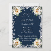 ホワイトローズ スノーフレーク クリスマス 婚約パーティー 招待状 (正面)