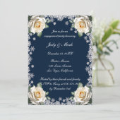 ホワイトローズ スノーフレーク クリスマス 婚約パーティー 招待状 (スタンド正面)