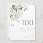 ホワイトローズ&セージ100thバースデーパーティー 招待状 (正面)
