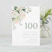 ホワイトローズ&セージ100thバースデーパーティー 招待状 (スタンド正面)