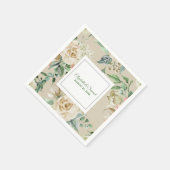 ホワイトローズ ハイドランジア ベージュ ブライド グルーム ウェディング スタンダードカクテルナプキン (角)