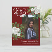 ホワイトローズ バーガンディ フォト 卒業発表 招待状 (スタンド正面)