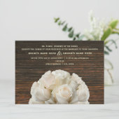 ホワイトローズ&バーンウッド素朴結婚式招待状 招待状 (スタンド正面)