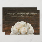 ホワイトローズ&バーンウッド素朴結婚式招待状 招待状 (正面/裏面)