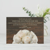 ホワイトローズ&バーンウッド素朴結婚式招待状 招待状 (スタンド正面)