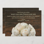 ホワイトローズ&バーンウッド素朴結婚式招待状 招待状 (正面/裏面)