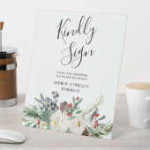 ホワイトローズ&パインフレンドリーサイン結婚ズゲストブック 台座サイン (インサイチュ)