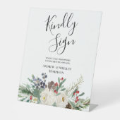 ホワイトローズ&パインフレンドリーサイン結婚ズゲストブック 台座サイン (正面)