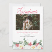 ホワイトローズ |ピンクオーキッド4フォトコラージュ卒業生 案内状 (正面)