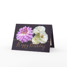 ホワイトローズ&ピンクダリアフローラブーケ誕生日