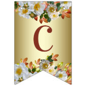 ホワイトローズ フラワーロゴ ゴールド バンテイング フラッグ (第1の旗)