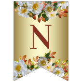 ホワイトローズ フラワーロゴ ゴールド バンテイング フラッグ (第3の旗)