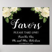 ホワイトローズ |ブライダルシャワーの結婚署名を優先 ポスター (正面)