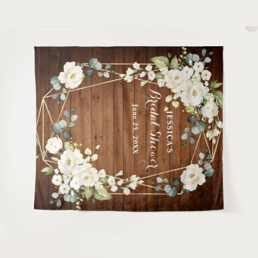 ホワイトローズ ブライダルシャワー おしゃれ フォトブース バックドロップ タペストリー (正面(横))