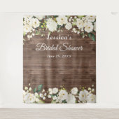 ホワイトローズ ブライダルシャワー おしゃれ フォトブース バックドロップ タペストリー (正面)