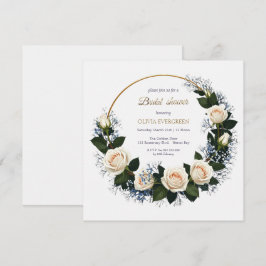 ホワイトローズ&ブルーベビーズブレスブライダルシャワー 招待状