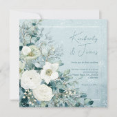 ホワイトローズ ヘレボラス シルバーユーカリ ウェディング 招待状 (正面)