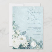 ホワイトローズ ヘレボレス シルバーユーカリ ウェディング 招待状 (正面)