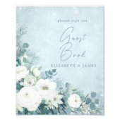 ホワイトローズ ヘレボレス シルバー ウェディング ゲスト サイン (正面)