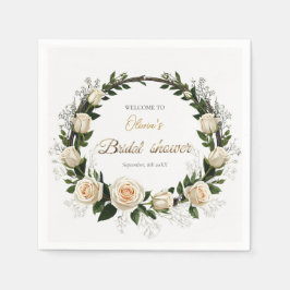 ホワイトローズ&ベビーの息の引き立て スタンダードカクテルナプキン