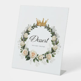 ホワイトローズ&ベビーズブレスデザート 台座サイン