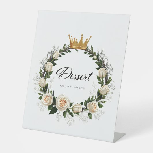 ホワイトローズ&ベビーズブレスデザート 台座サイン (正面)