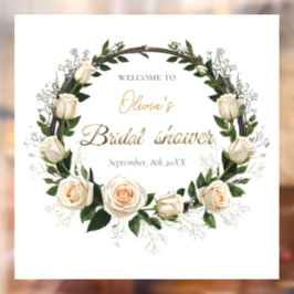 ホワイトローズ&ベビーズブレスブライダルシャワー ウィンドウサイン