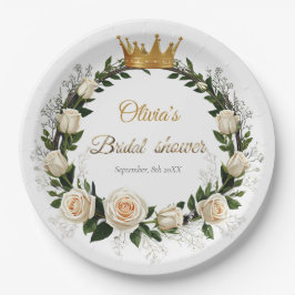 ホワイトローズ&ベビーズブレスブライダルシャワー ペーパープレート