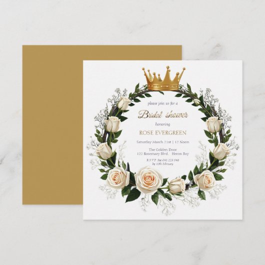 ホワイトローズ&ベビーズブレスブライダルシャワー 招待状 (正面/裏面)