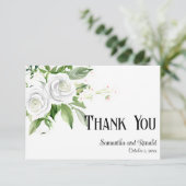 ホワイトローズ&ベビーズブレス結婚ズサンキューカード 招待状 (スタンド正面)