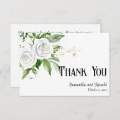 ホワイトローズ&ベビーズブレス結婚ズサンキューカード 招待状 (正面/裏面)