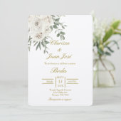 ホワイトローズ ベージュの結婚式 招待状 (スタンド正面)