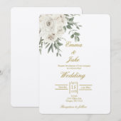 ホワイトローズ ベージュの結婚式 招待状 (正面/裏面)
