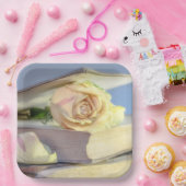 ホワイトローズ ペーパープレート (パーティー)